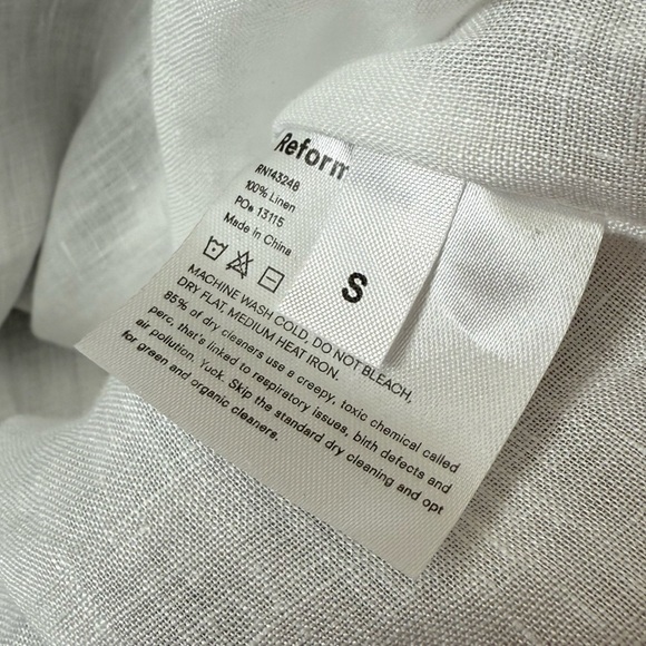 LIKE NEW 100% Linen Reformation Gisele Midi Dress Covina White Blue Size Small - Picture 6 of 13